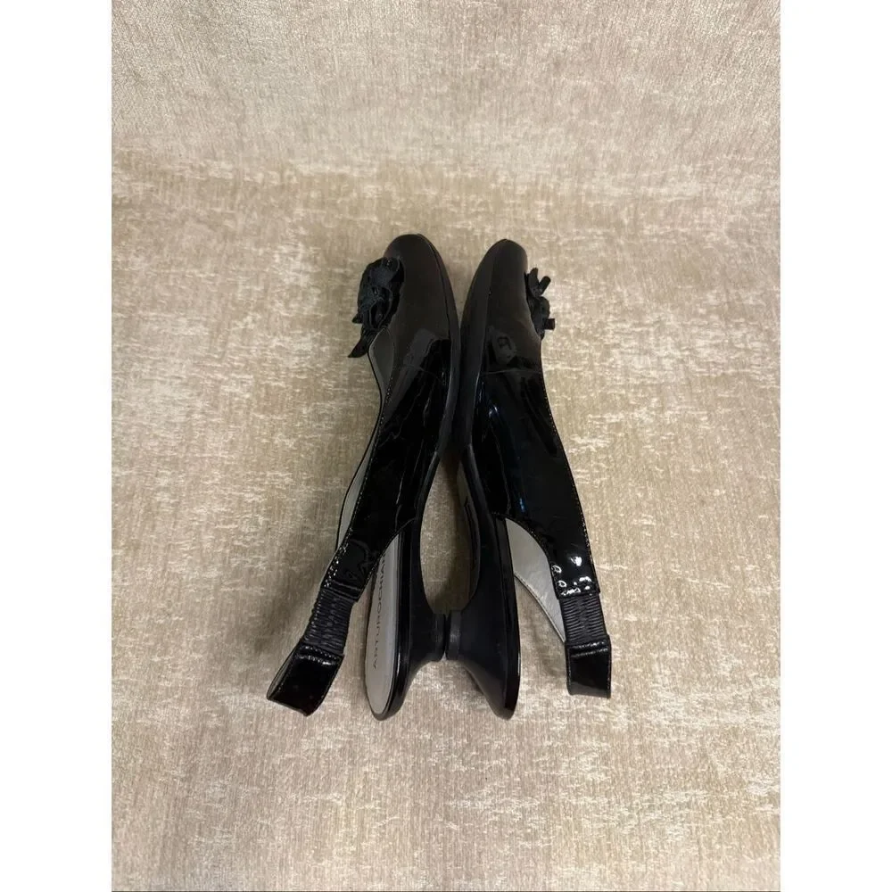 Arturo Chiang Women's Patent Leather Kitten Heel Slingback Shoes Black Size 7.5M